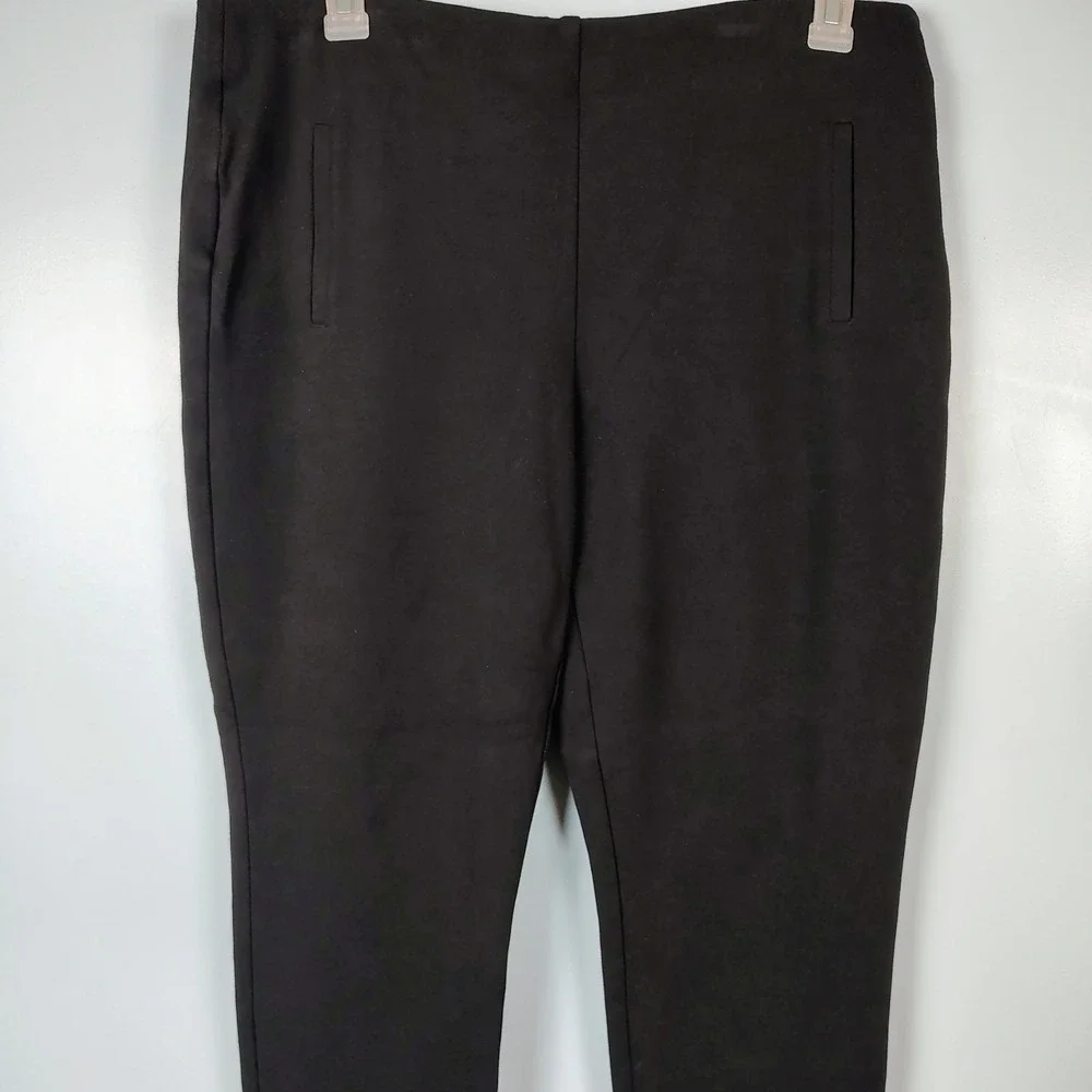 Chico's Womens SZ 14 Black Rayon Blend Pull On Ankle Pants Workwear Minimalist